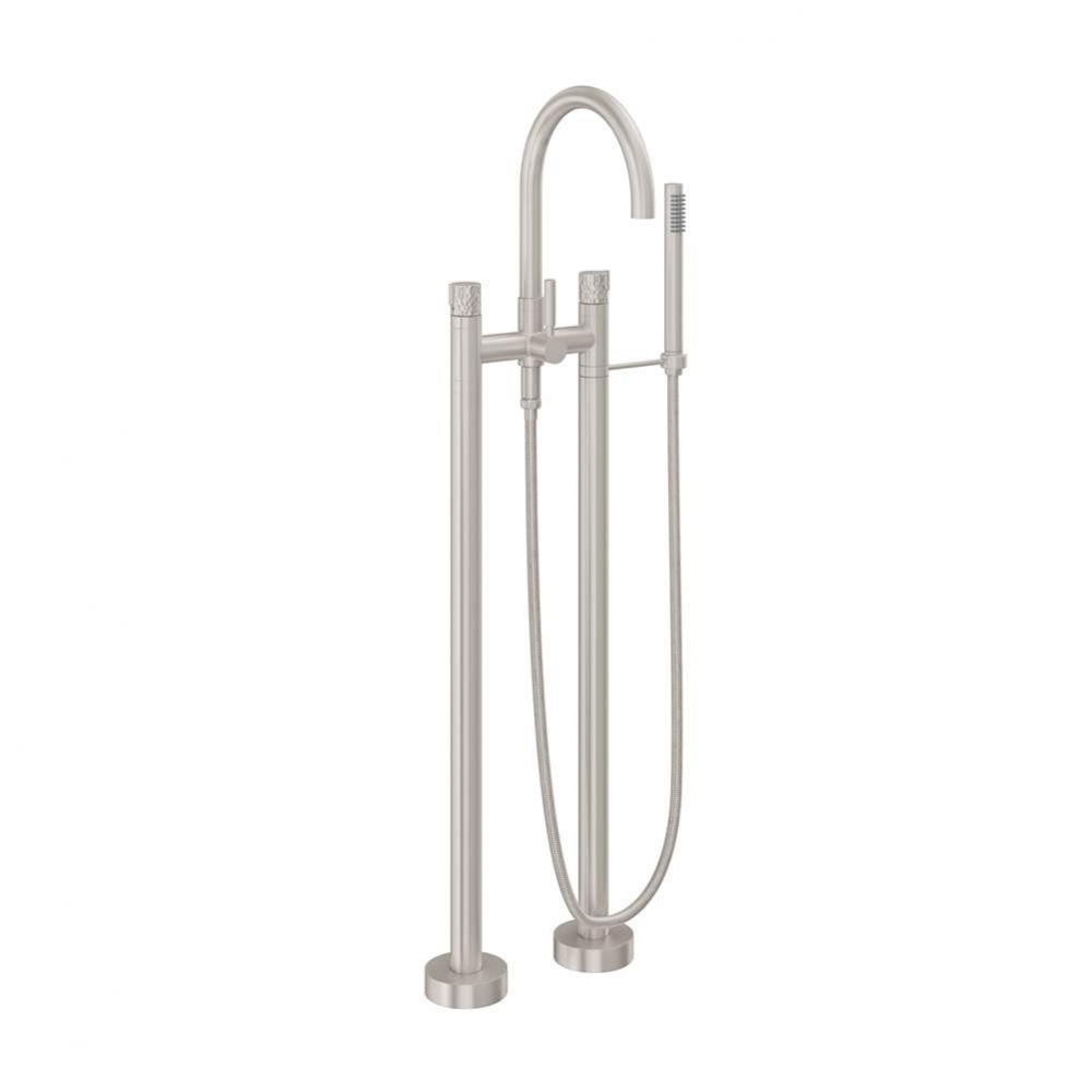 Contemporary Floor Mount Tub Filler - Arc Spout