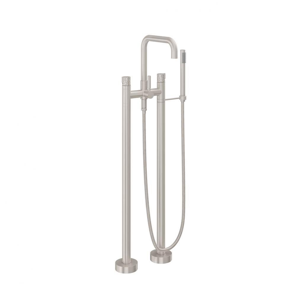 Contemporary Floor Mount Tub Filler - Quad Spout