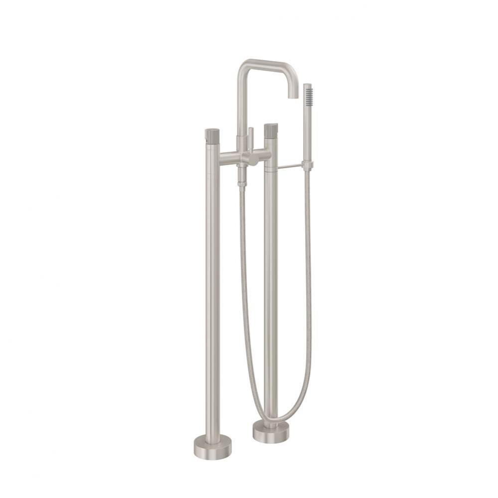 Contemporary Floor Mount Tub Filler - Quad Spout