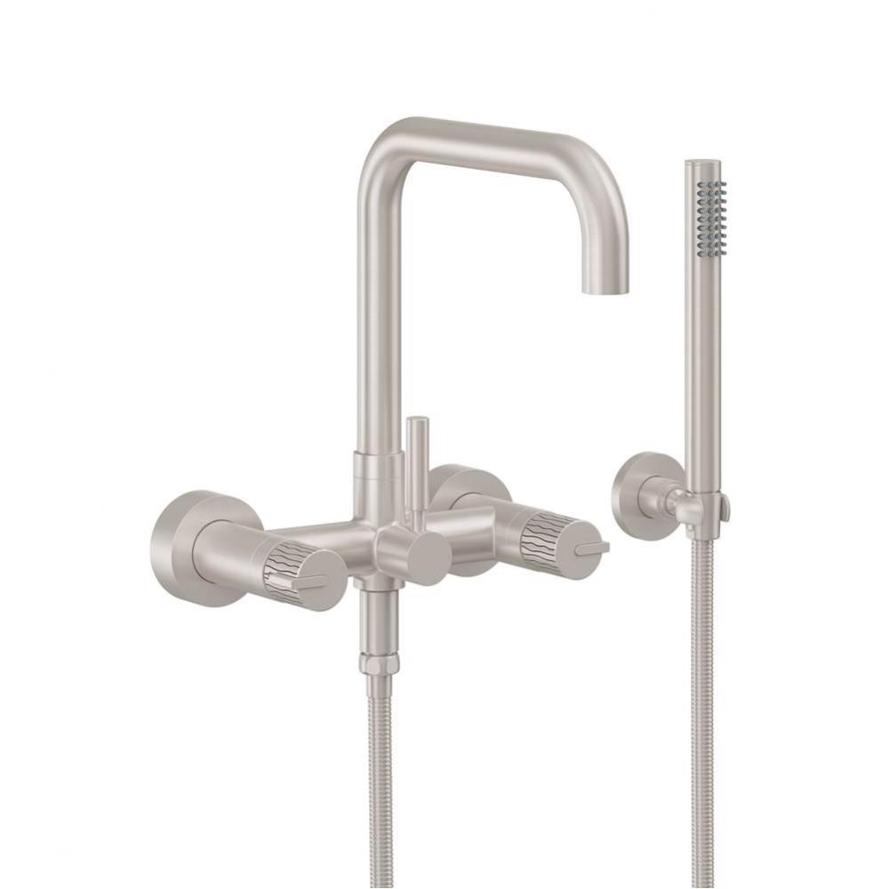 Contemporary Wall Mount Tub Filler - Quad Spout