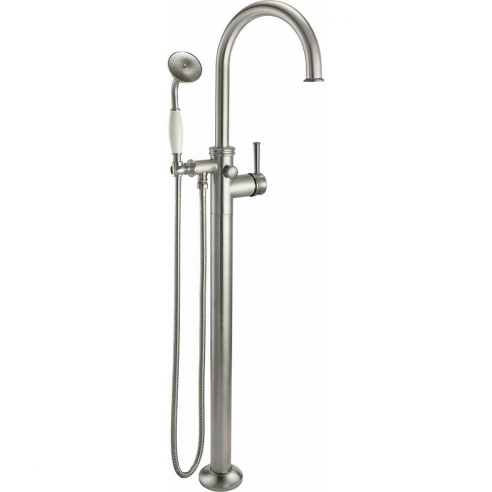 Traditional Single Hole Floor Mount Tub Filler - Arc Spout