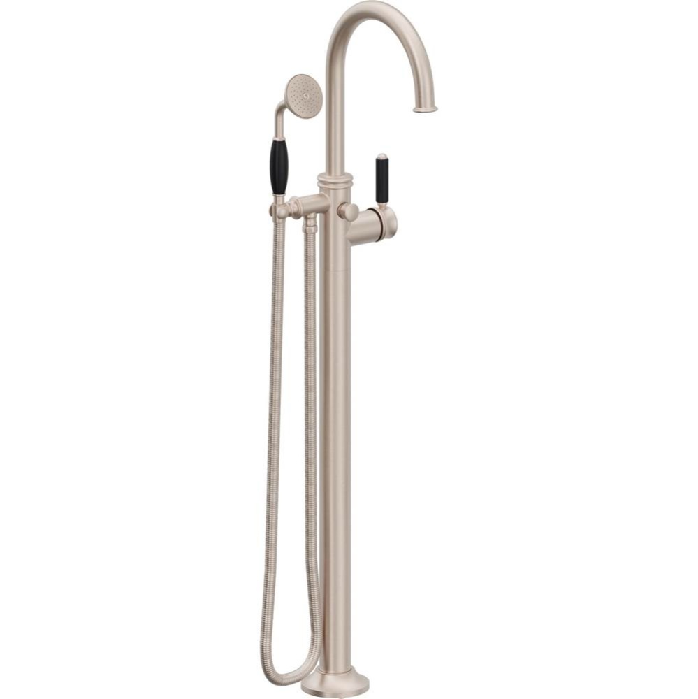 Traditional Single Hole Floor Mount Tub Filler - Arc Spout