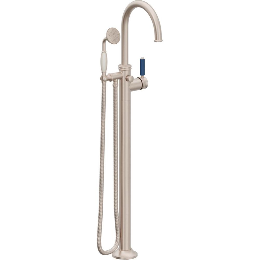 Traditional Single Hole Floor Mount Tub Filler - Arc Spout