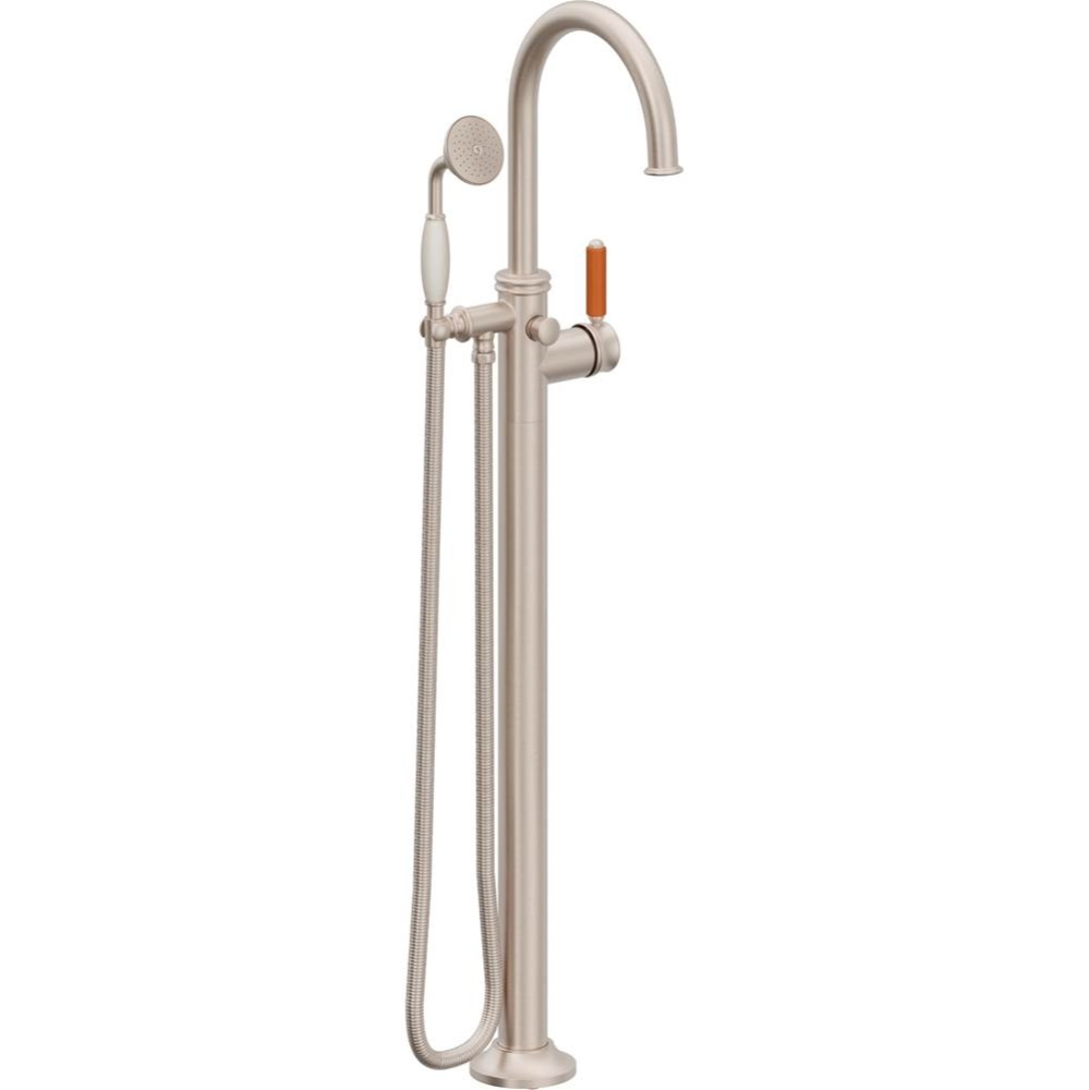 Traditional Single Hole Floor Mount Tub Filler - Arc Spout