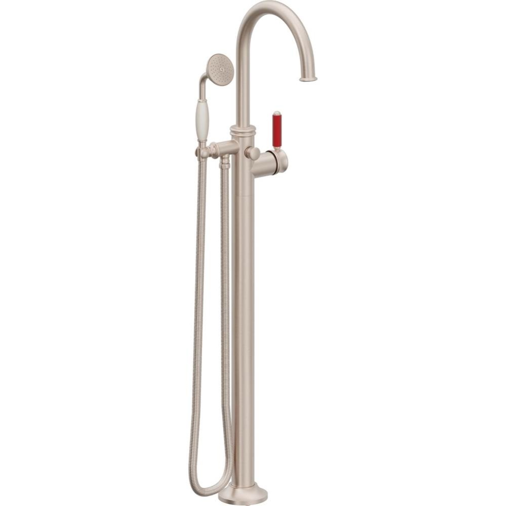 Traditional Single Hole Floor Mount Tub Filler - Arc Spout