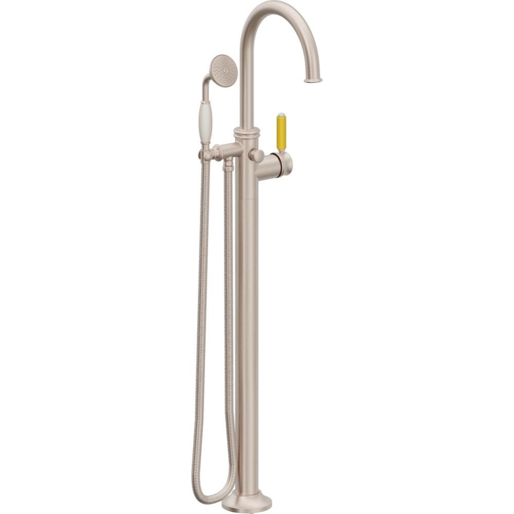 Traditional Single Hole Floor Mount Tub Filler - Arc Spout