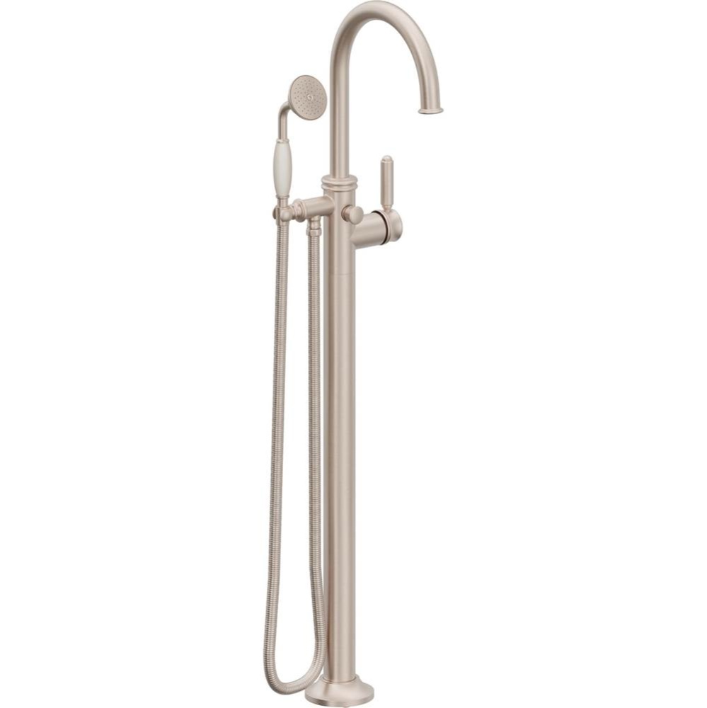 Traditional Single Hole Floor Mount Tub Filler - Arc Spout