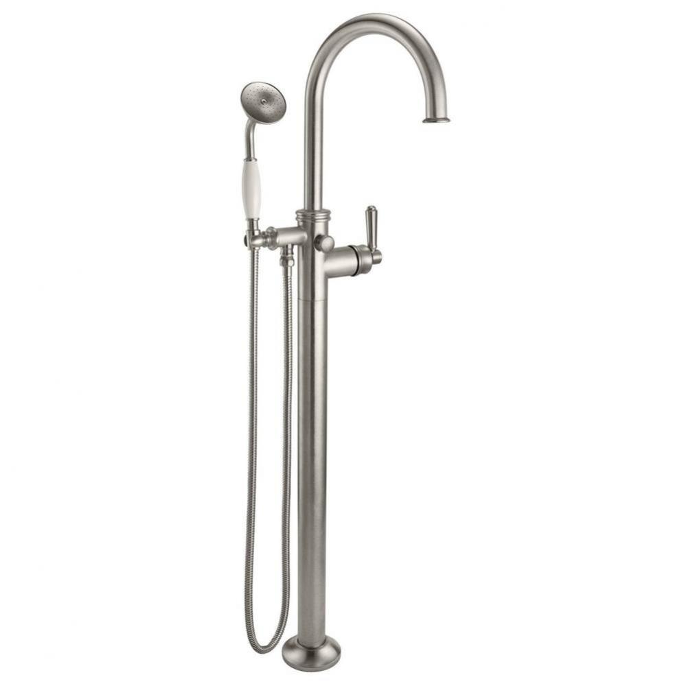 Traditional Single Hole Floor Mount Tub Filler - Arc Spout