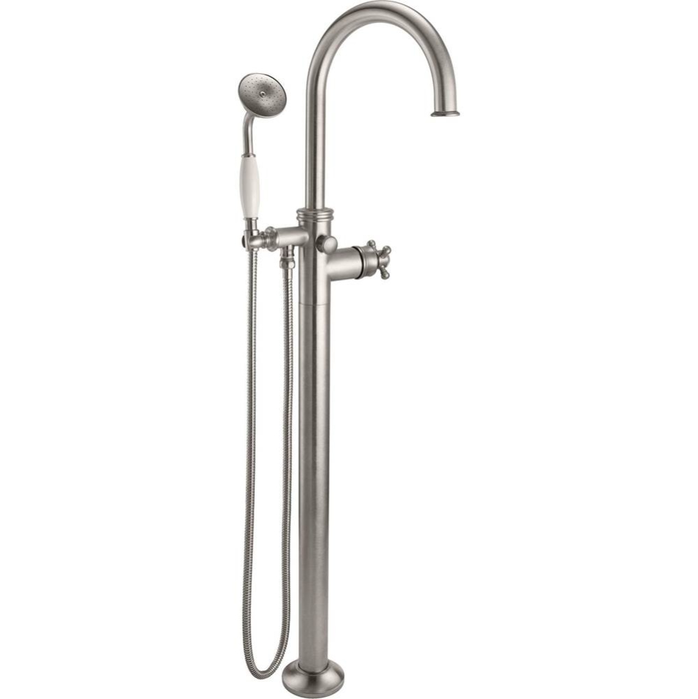 Traditional Single Hole Floor Mount Tub Filler - Arc Spout