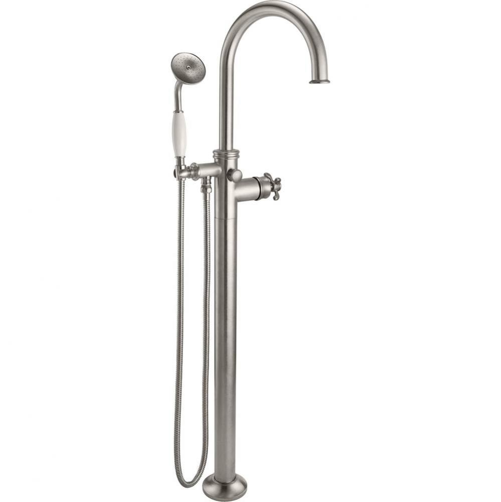 Traditional Single Hole Floor Mount Tub Filler - Arc Spout