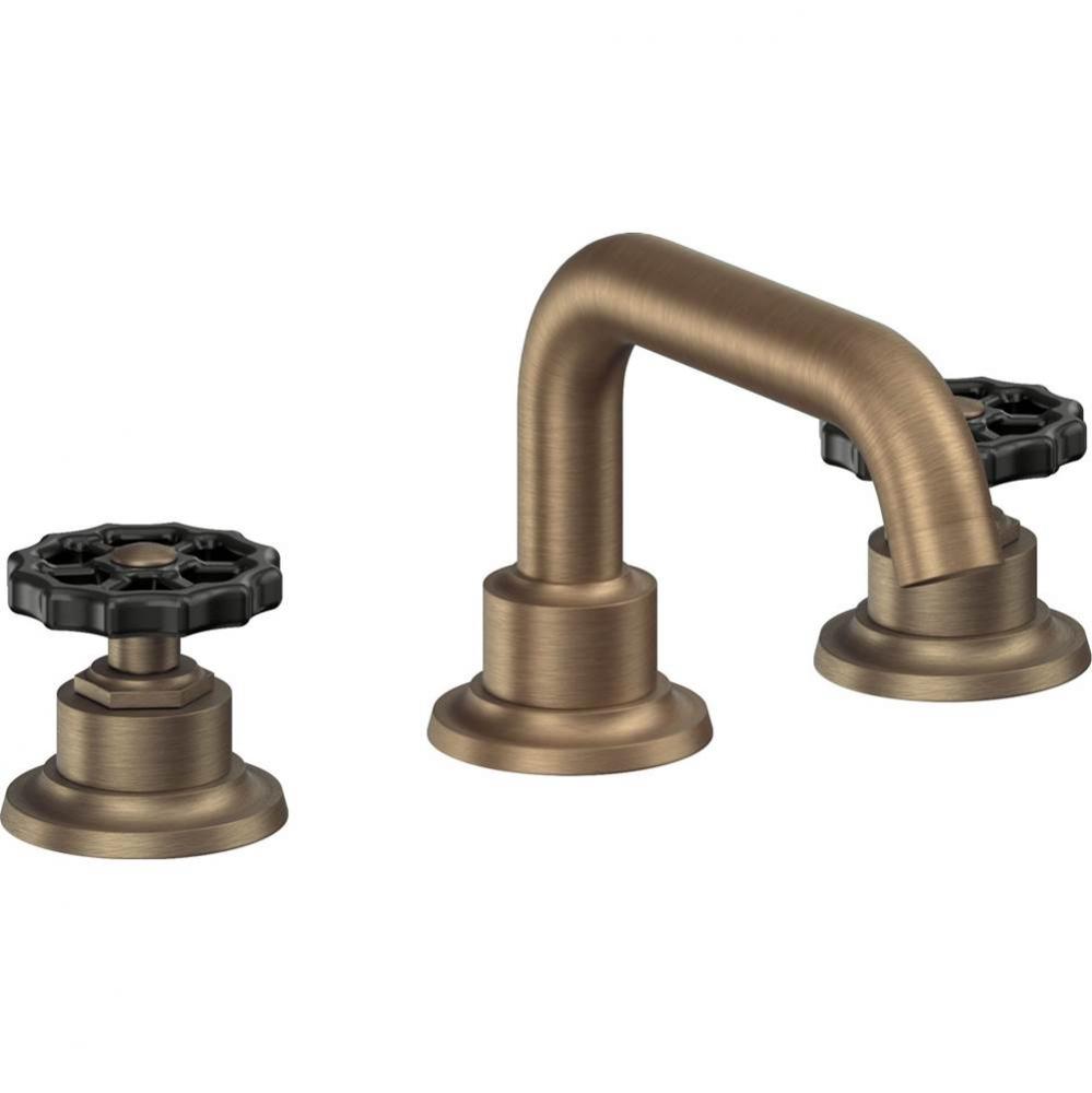 8'' Widespread Lavatory Faucet with ZeroDrain - Black Wheel Handles with ZeroDrain