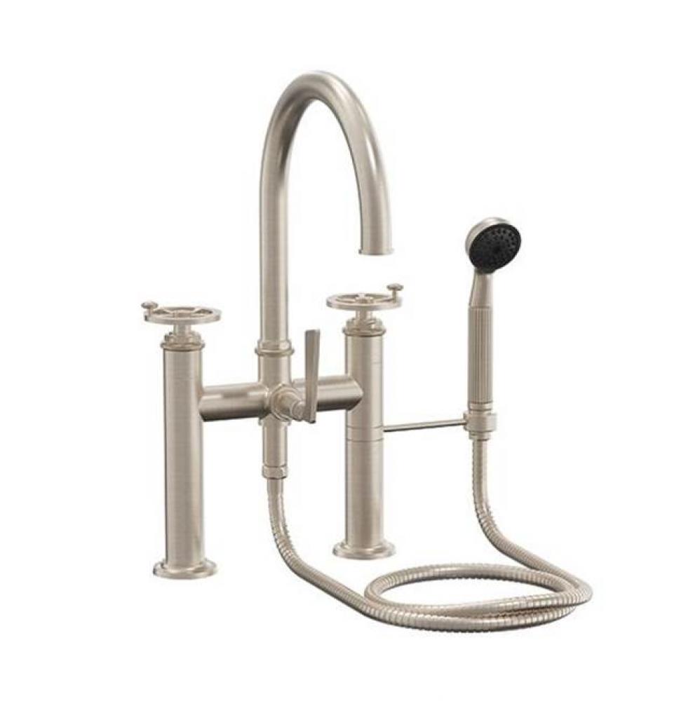 Deck Mount Tub Filler High Spout - Wheel Handles