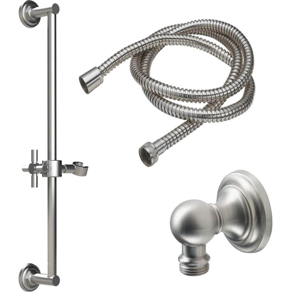 Slide Bar Handshower Kit - Smooth Cross Handle with Concave Base