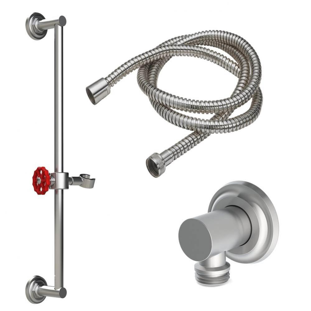 Slide Bar Handshower Kit - Red Wheel Handle with Concave Base