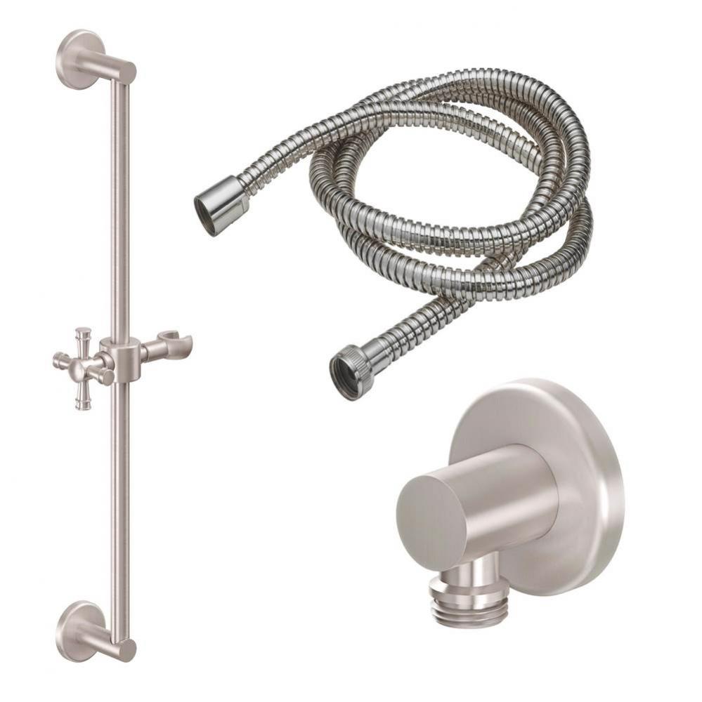 Slide Bar Handshower Kit - Smooth Cross Handle with Round Base