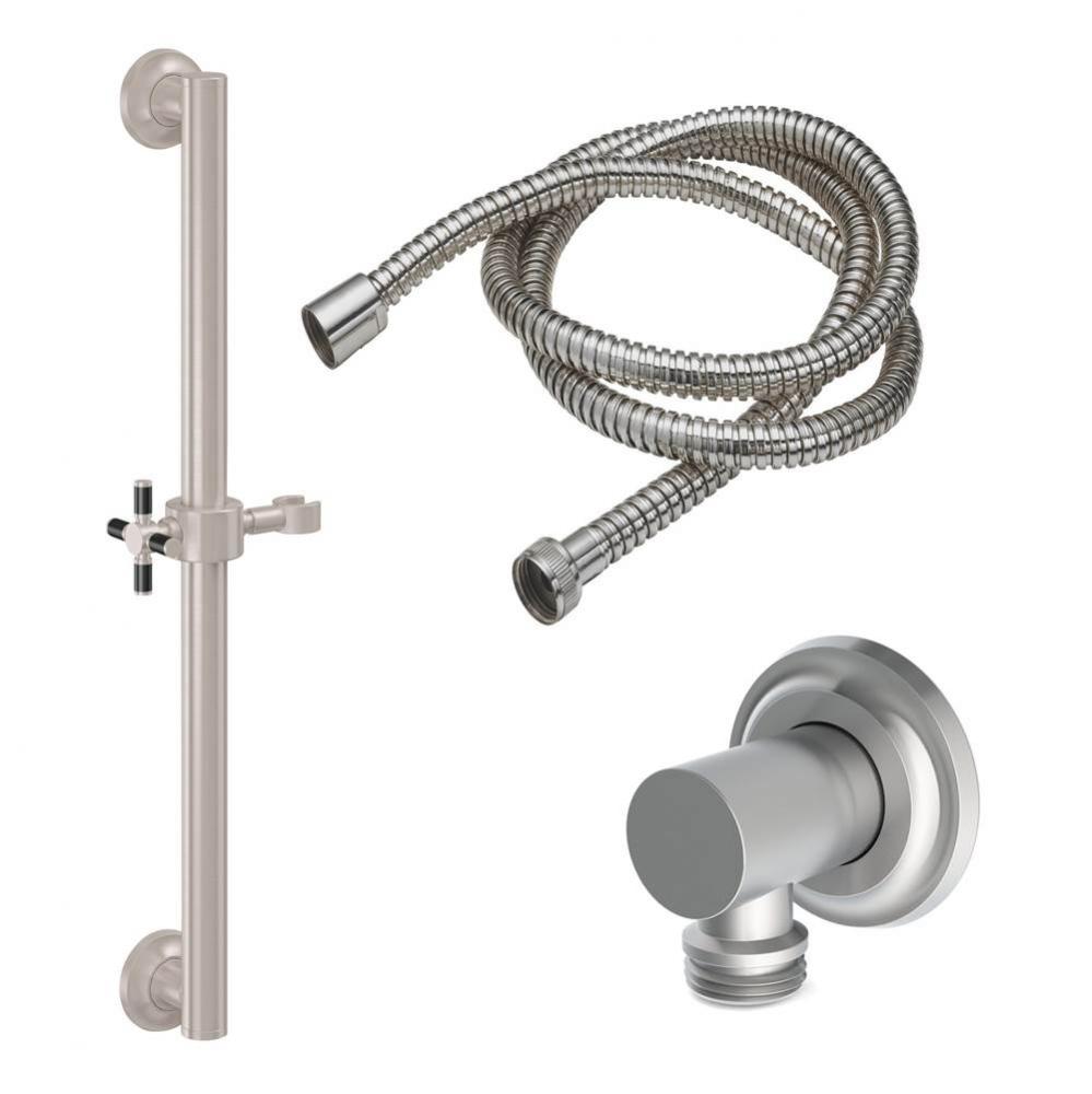 30'' Grab Bar Handshower Kit - Carbon Fiber Cross Handle with Concave Base