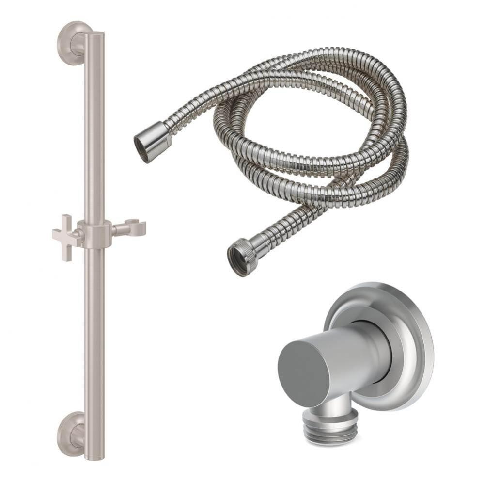 30'' Grab Bar Handshower Kit - Cross Handle with Concave Base