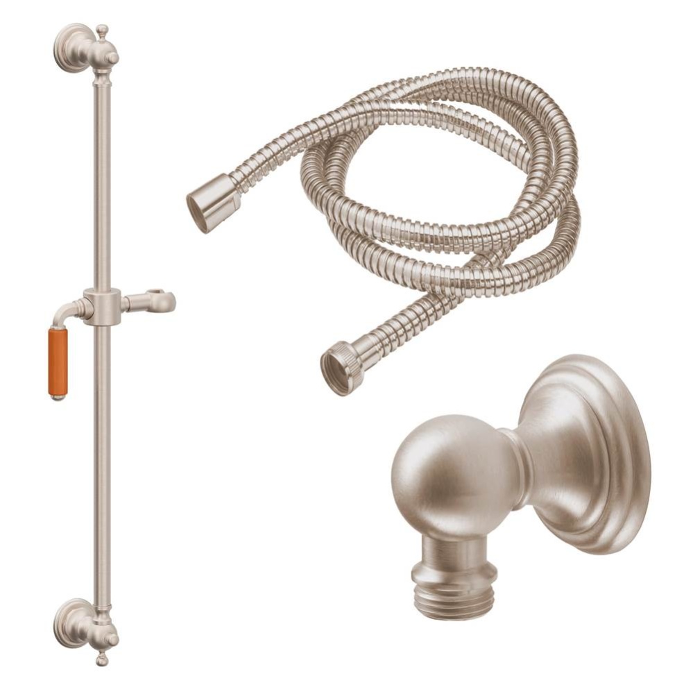 Slide Bar Handshower Kit - Orange Porcelain Lever Handle with Line Base