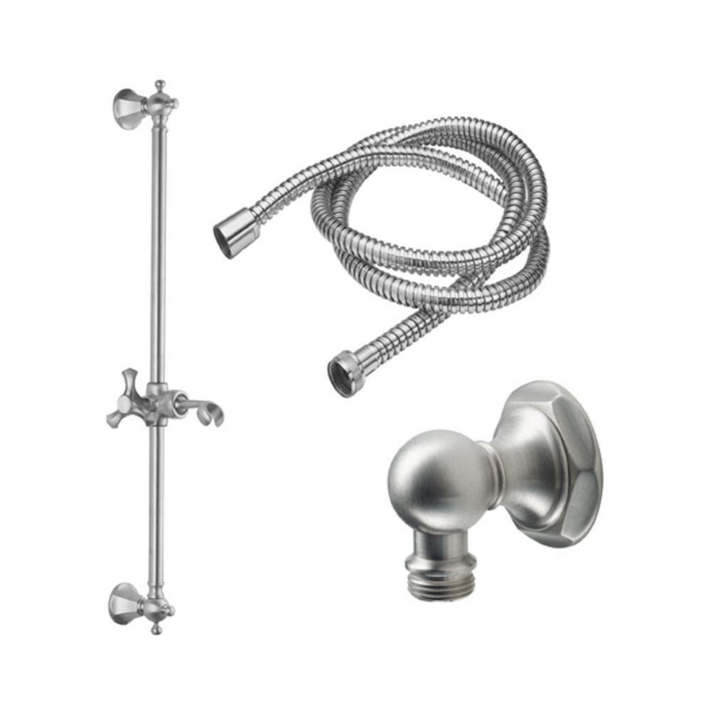 Slide Bar Handshower Kit  - Three Spoke Handle With Hex Base