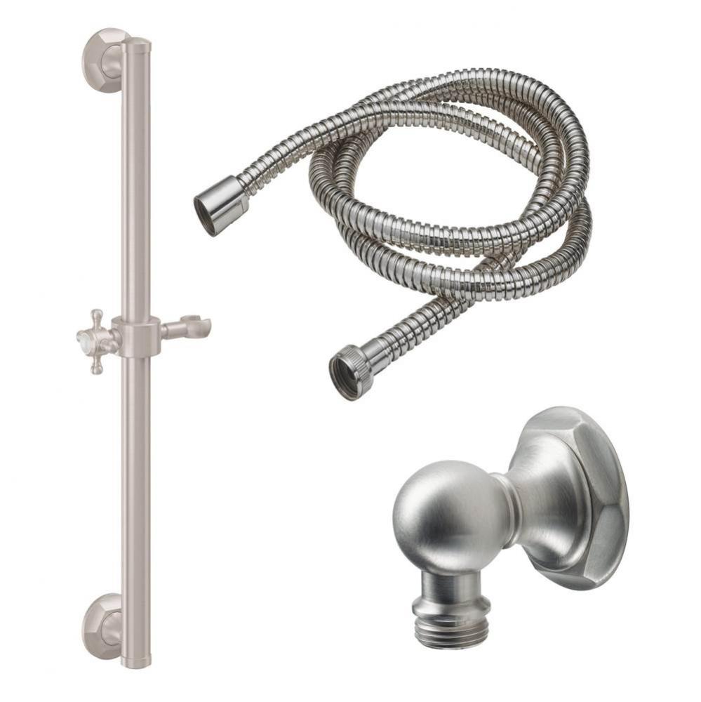 24'' Grab Bar Handshower Kit - Cross Handle with Hex Base