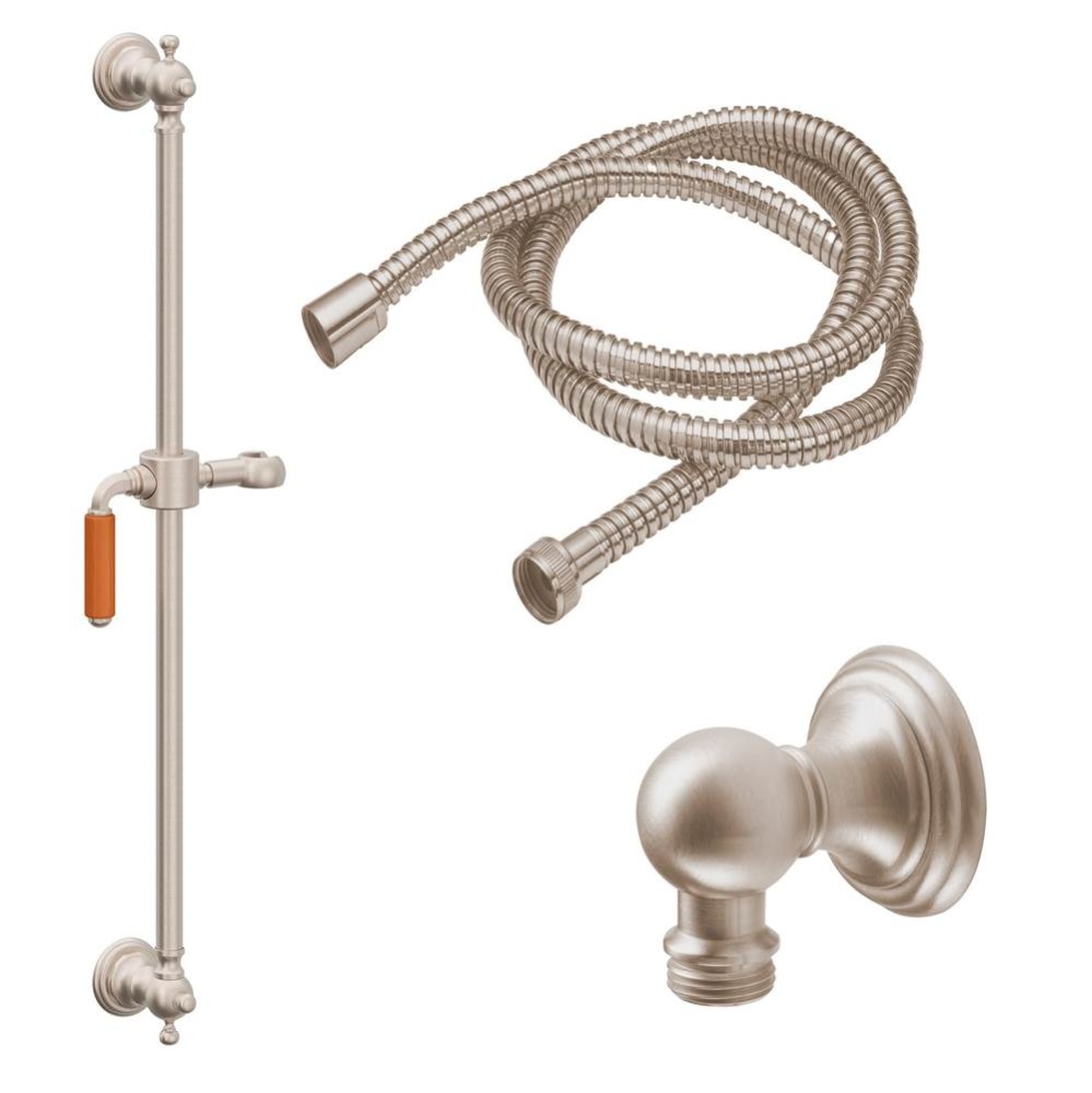24'' Grab Bar Handshower Kit - Orange Porcelain Lever Handle with Line Base
