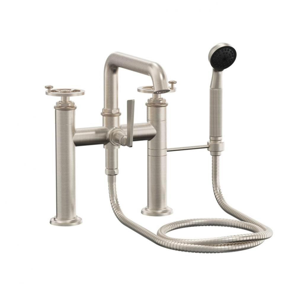 Deck Mount Tub Filler Low Spout - Wheel Handles