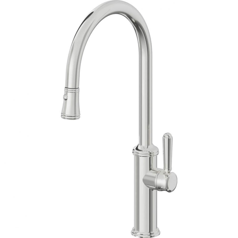 Pull-Down Kitchen Faucet with Button Sprayer  - High Arc Spout