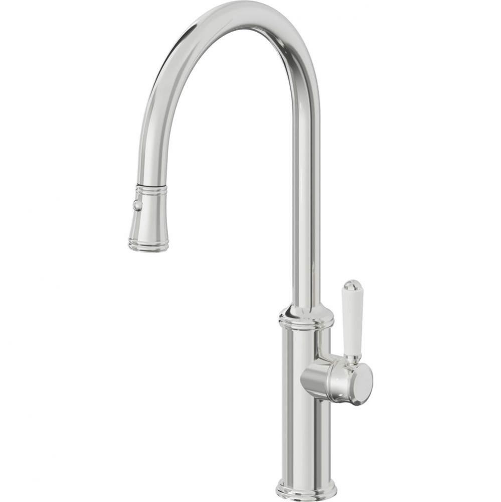 Pull-Down Kitchen Faucet with Button Sprayer  - High Arc Spout