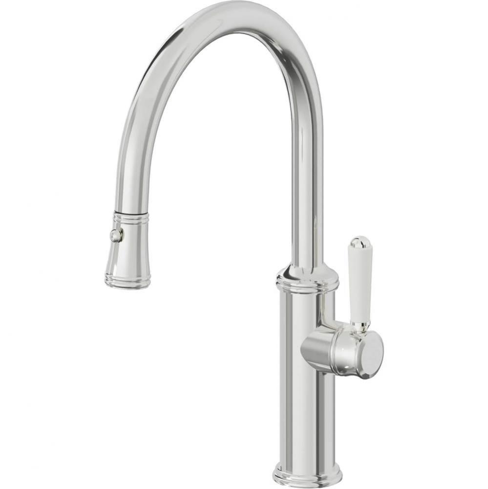 Pull-Down Kitchen Faucet with Button Sprayer  - Low Arc Spout