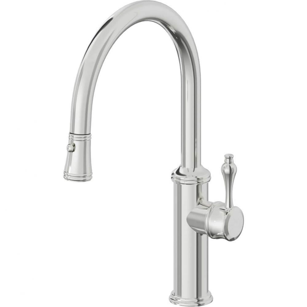Pull-Down Kitchen Faucet with Button Sprayer  - Low Arc Spout