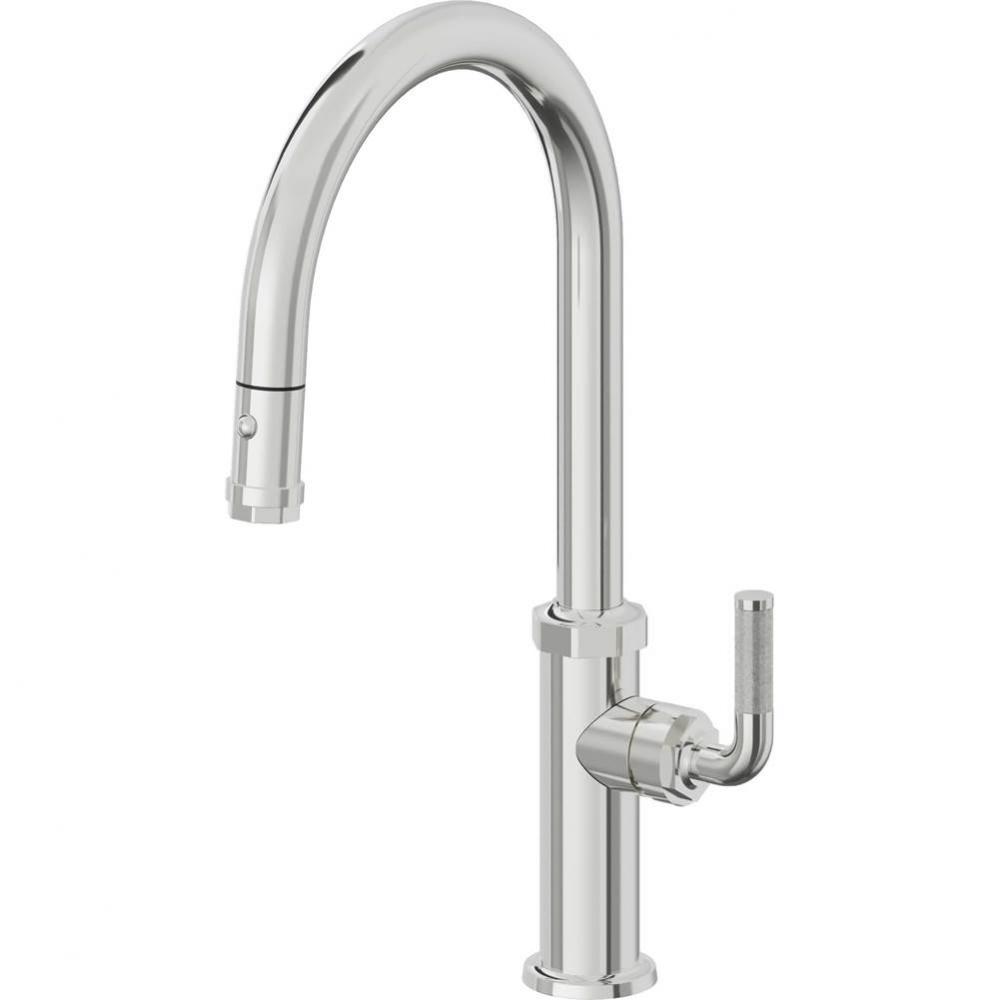 Pull-Down Kitchen Faucet with Button Sprayer  - High Arc Spout