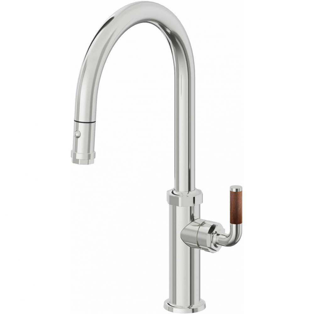 Pull-Down Kitchen Faucet with Button Sprayer - High Arc Spout