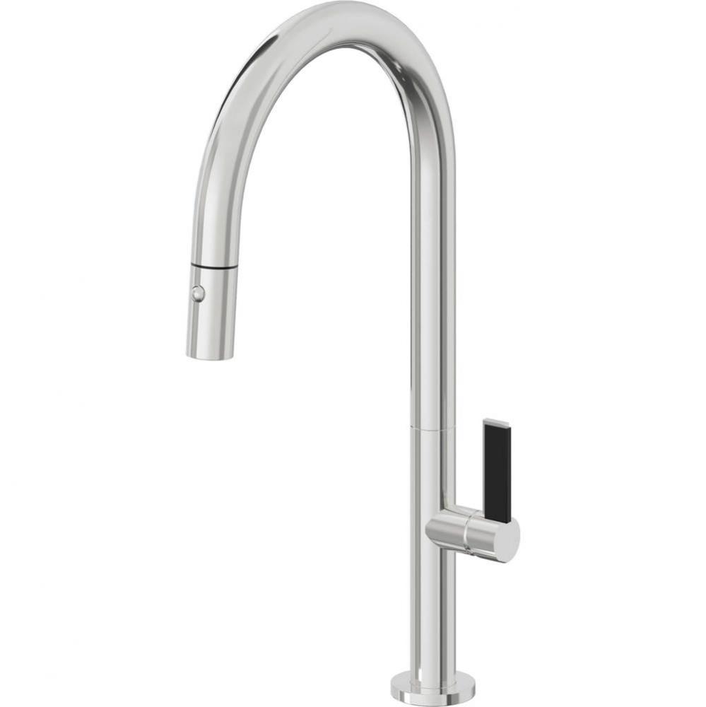 Pull-Down Kitchen Faucet with Button Sprayer  - High Arc Spout