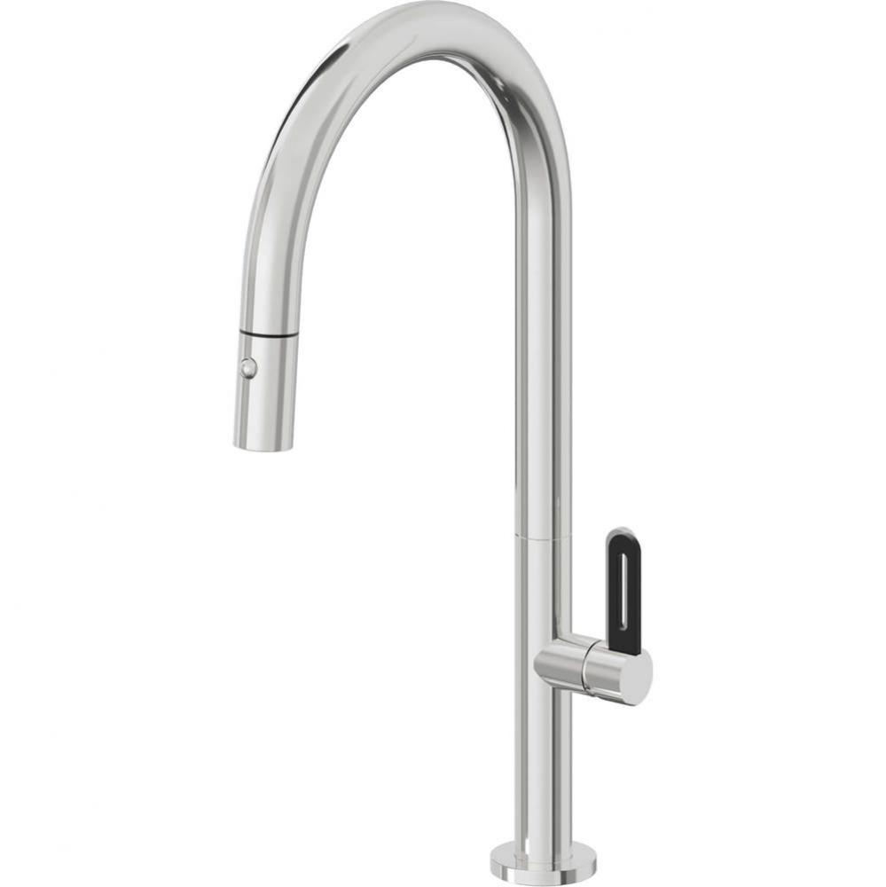 Pull-Down Kitchen Faucet with Button Sprayer  - High Arc Spout