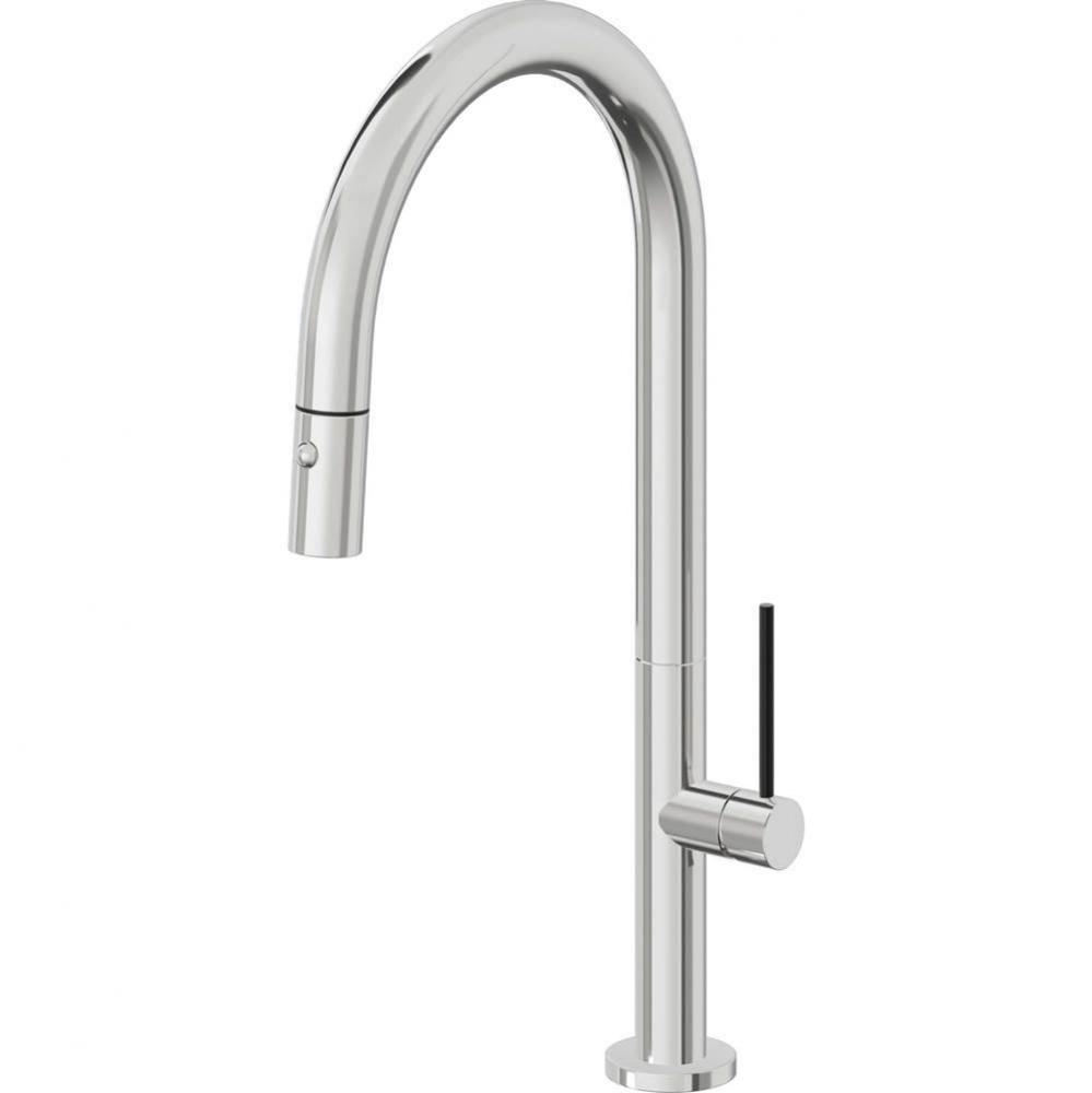 Pull-Down Kitchen Faucet with Button Sprayer  - High Arc Spout