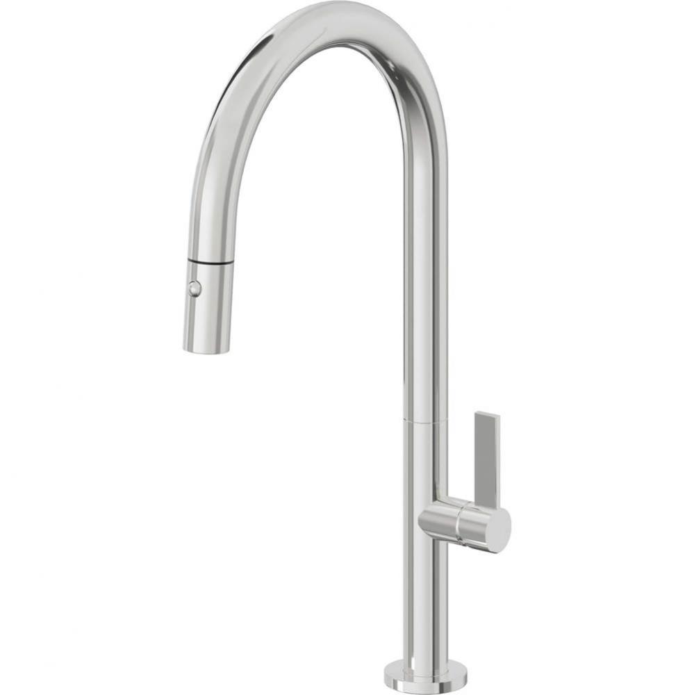 Pull-Down Kitchen Faucet with Button Sprayer  - High Arc Spout