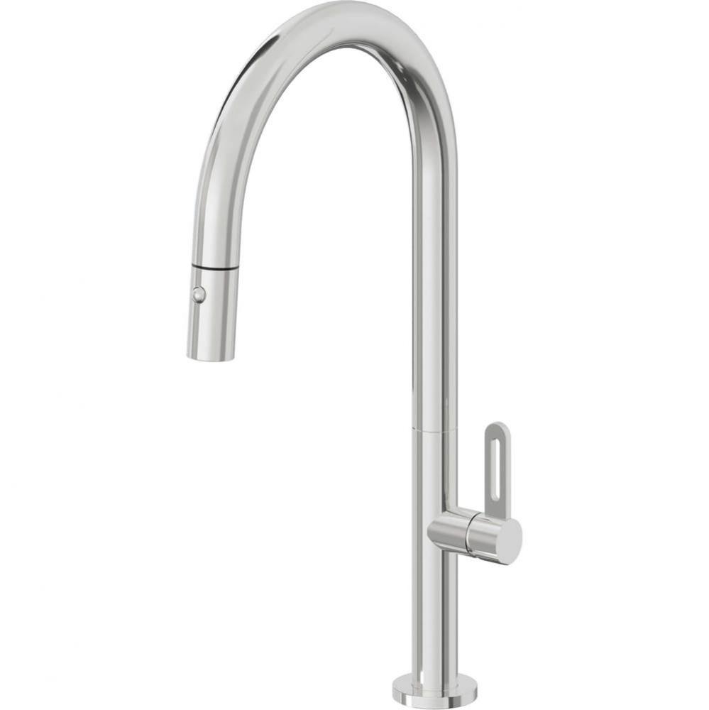 Pull-Down Kitchen Faucet with Button Sprayer  - High Arc Spout