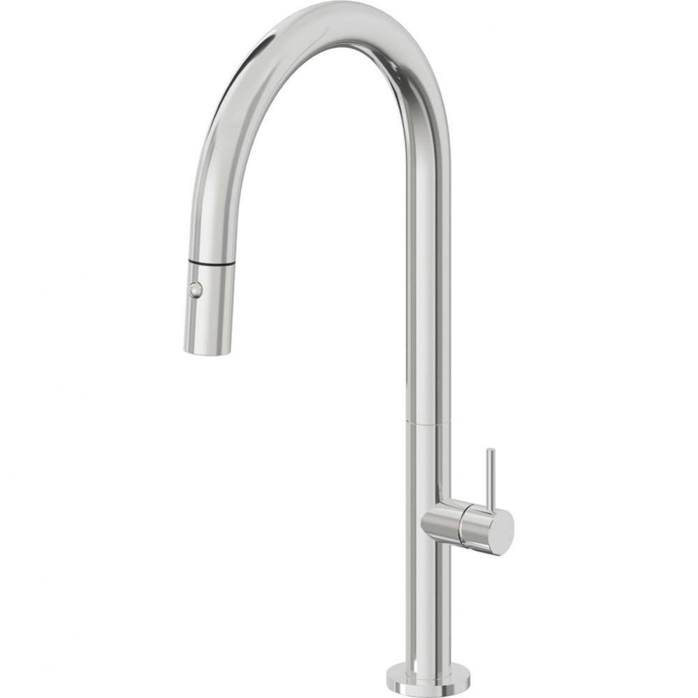 Pull-Down Kitchen Faucet with Button Sprayer  - High Arc Spout