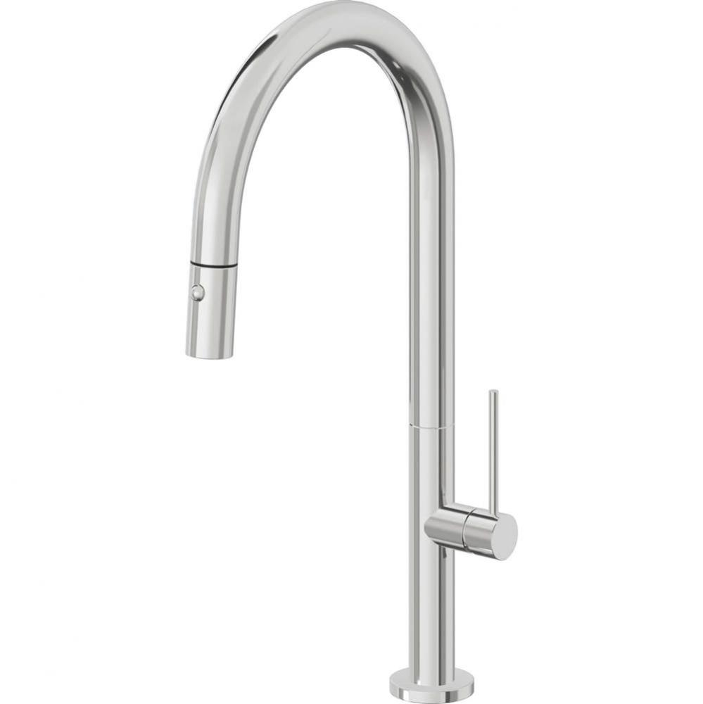 Pull-Down Kitchen Faucet with Button Sprayer  - High Arc Spout