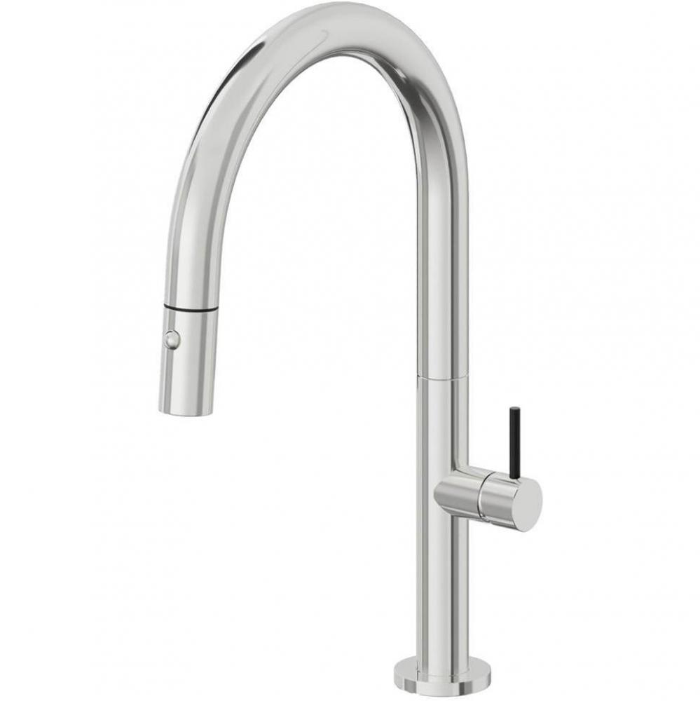 Pull-Down Kitchen Faucet with Button Sprayer  - Low Arc Spout