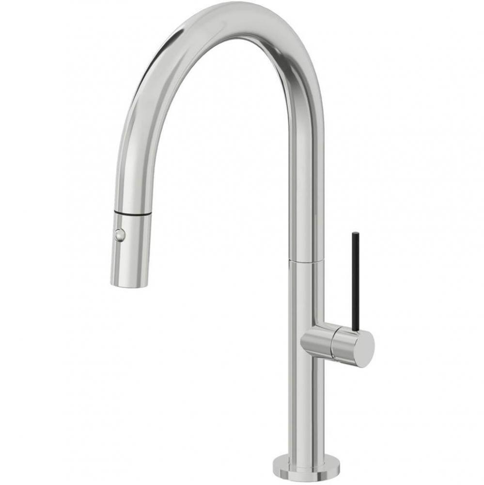Pull-Down Kitchen Faucet with Button Sprayer  - Low Arc Spout
