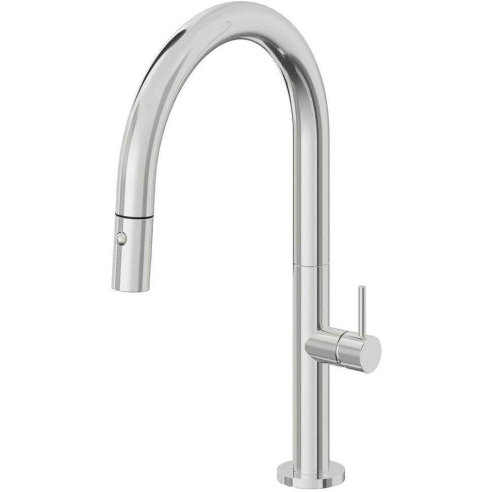 Pull-Down Kitchen Faucet with Button Sprayer  - Low Arc Spout