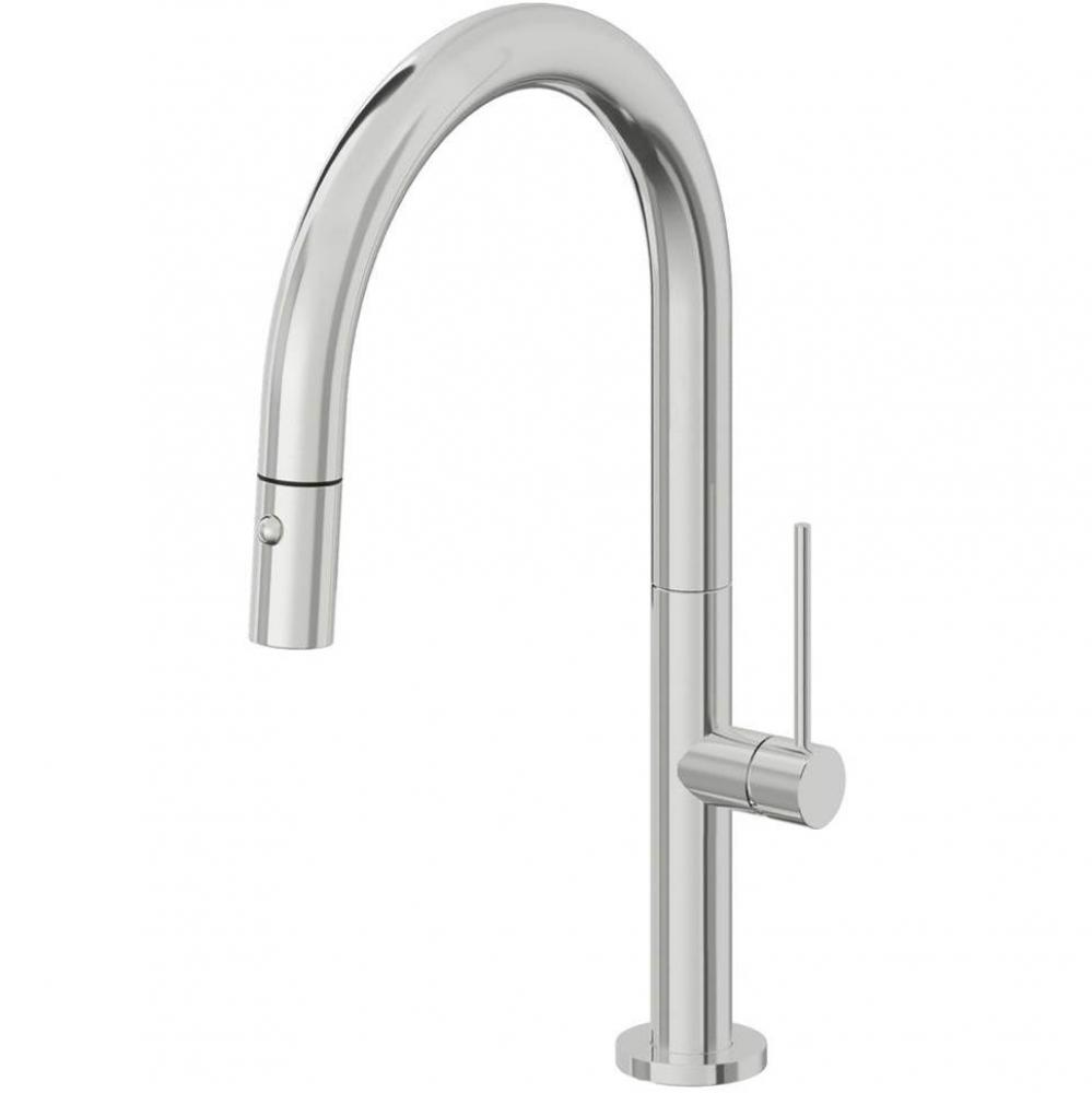 Pull-Down Kitchen Faucet with Button Sprayer  - Low Arc Spout
