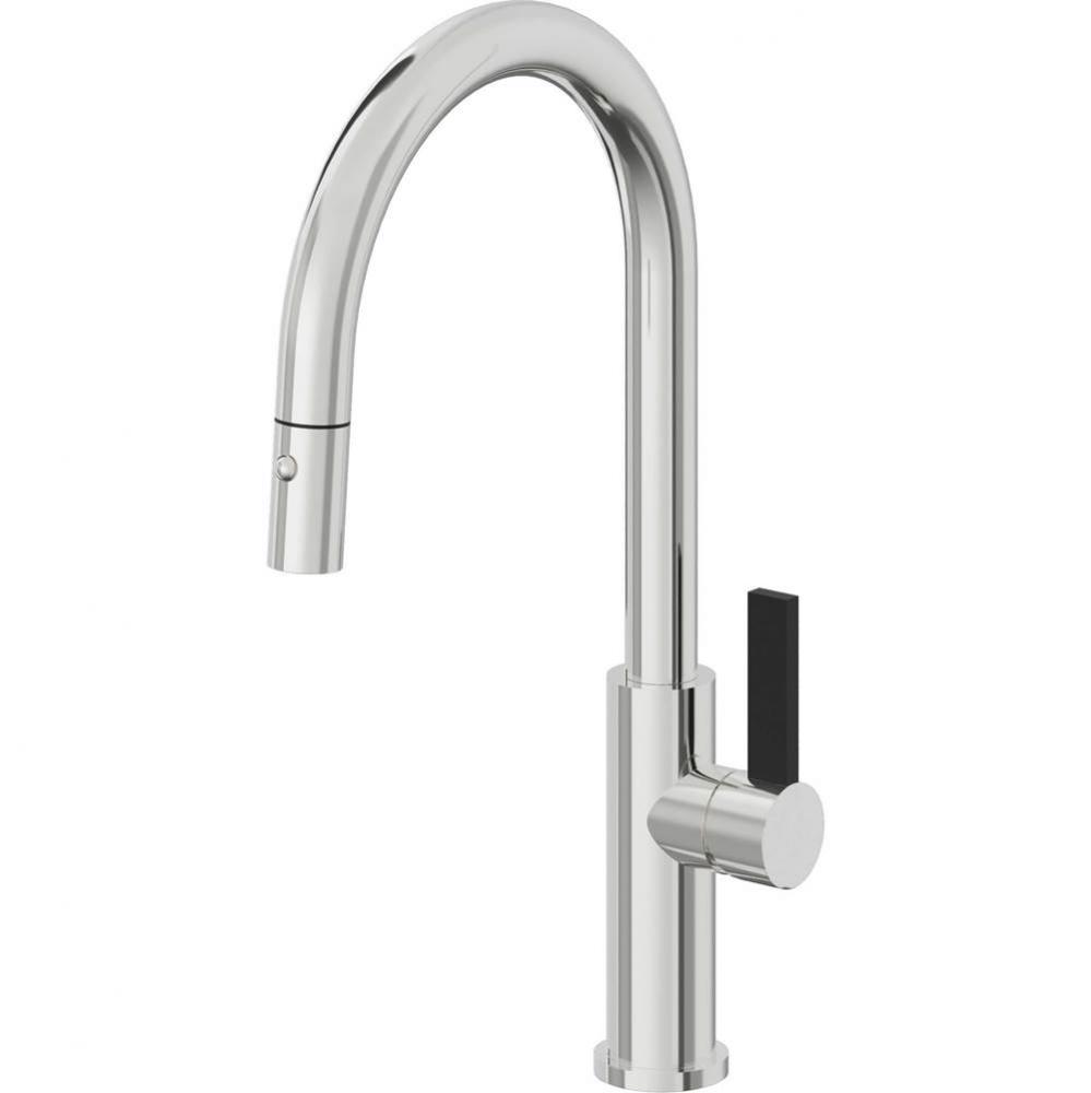 Pull-Down Kitchen Faucet with Button Sprayer  - High Arc Spout