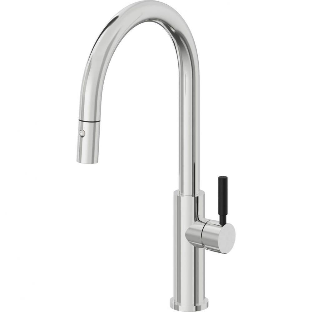 Pull-Down Kitchen Faucet with Button Sprayer  - High Arc Spout