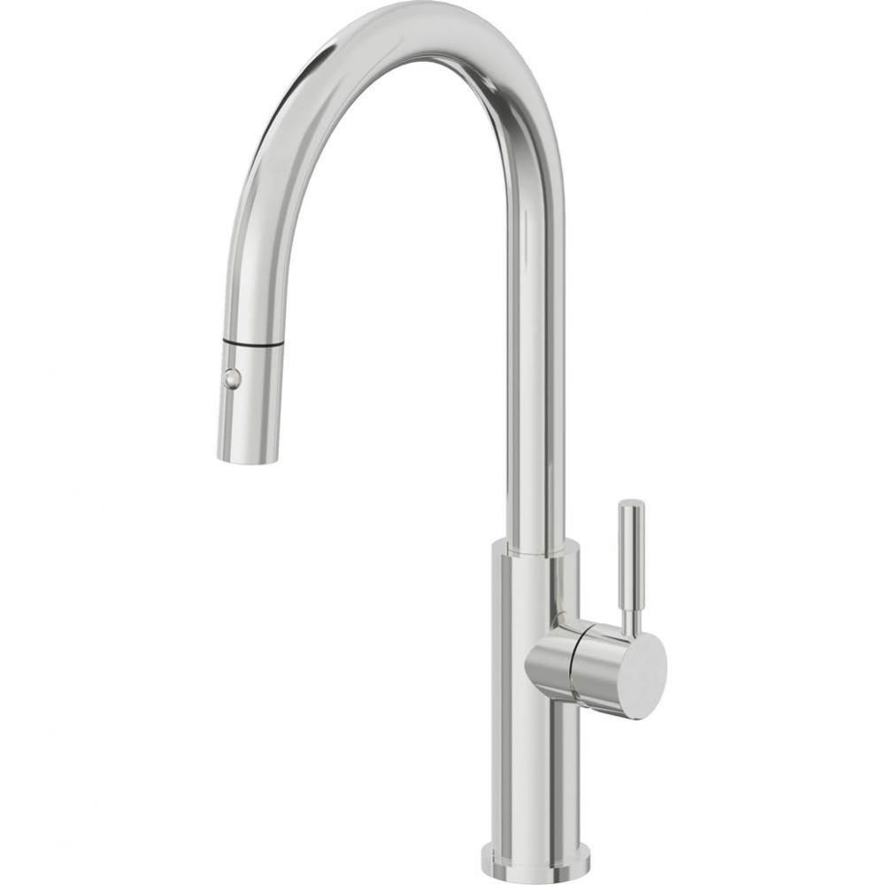 Pull-Down Kitchen Faucet with Button Sprayer  - High Arc Spout