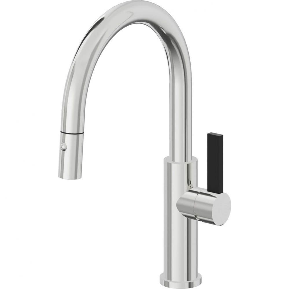 Pull-Down Kitchen Faucet with Button Sprayer  - Low Arc Spout