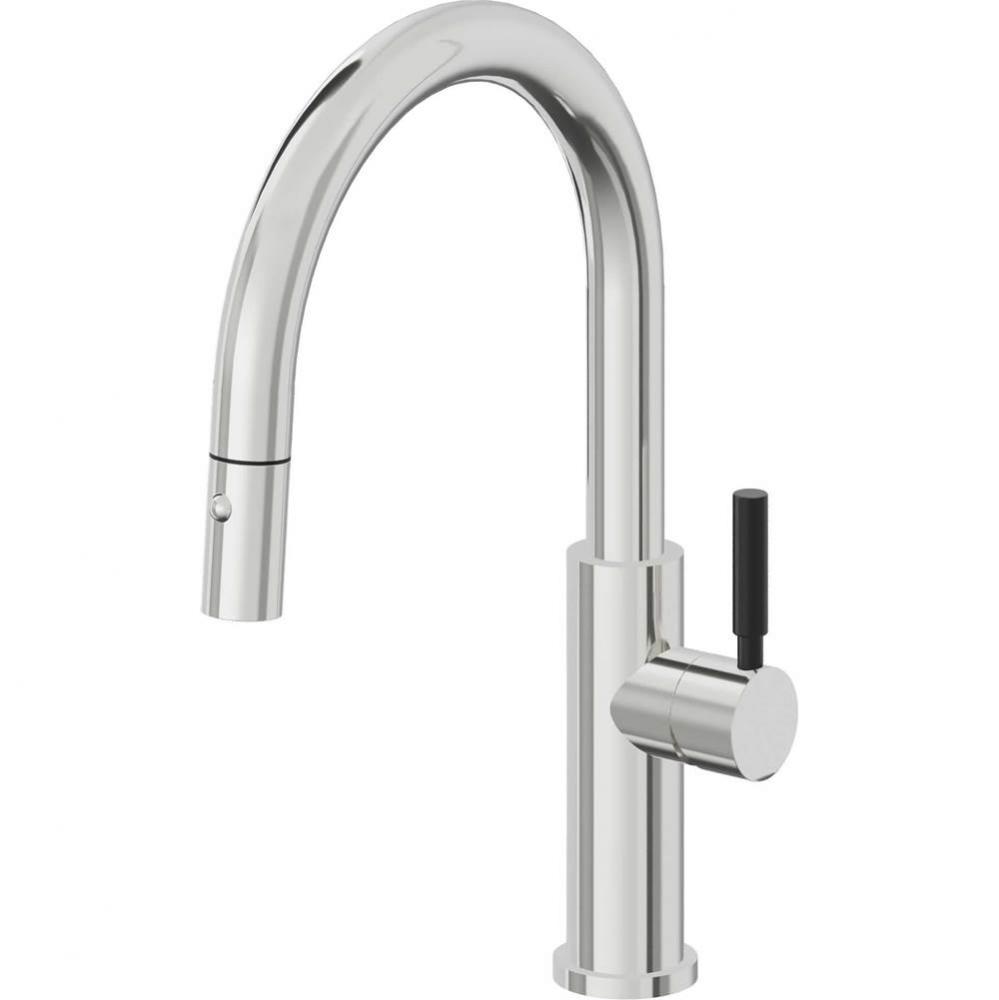 Pull-Down Kitchen Faucet with Button Sprayer  - Low Arc Spout