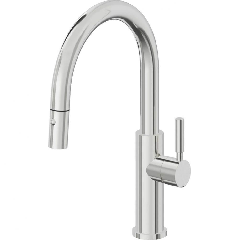 Pull-Down Kitchen Faucet with Button Sprayer  - Low Arc Spout