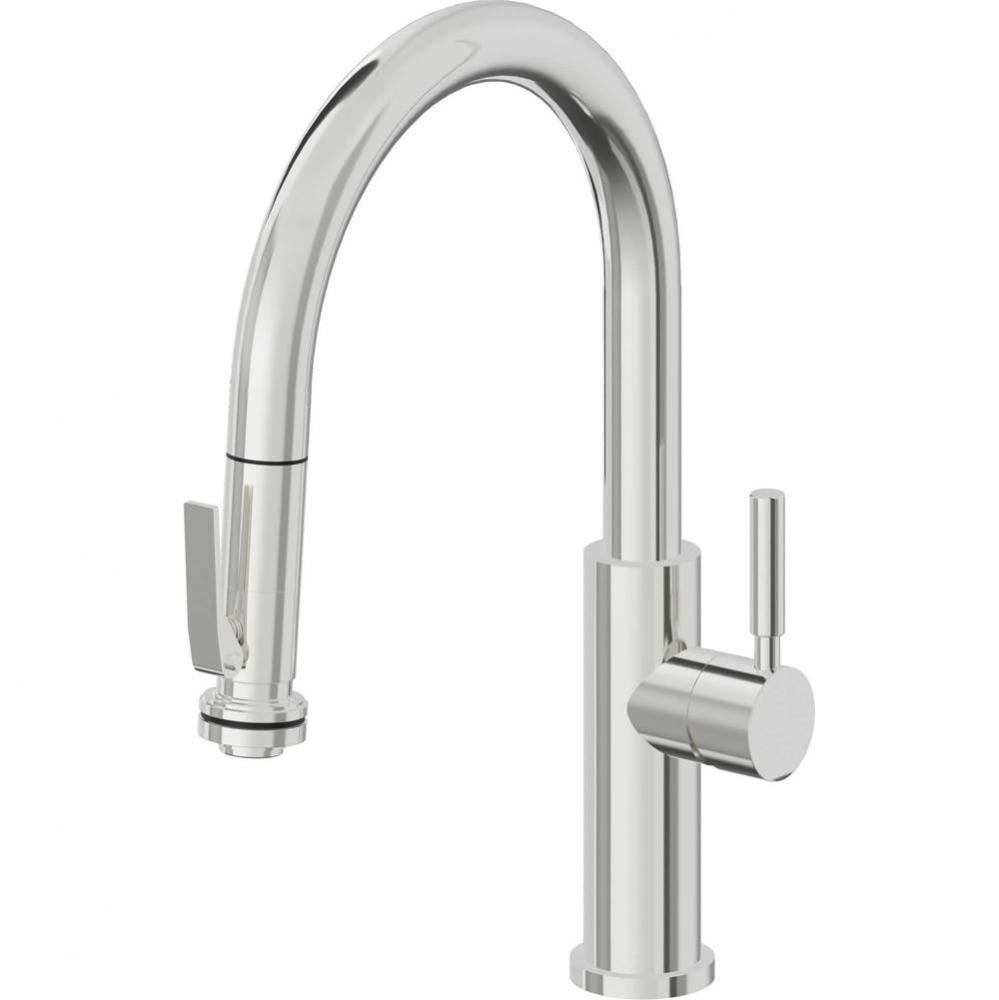 Pull-Down Kitchen Faucet with Squeeze Sprayer  - Low Arc Spout